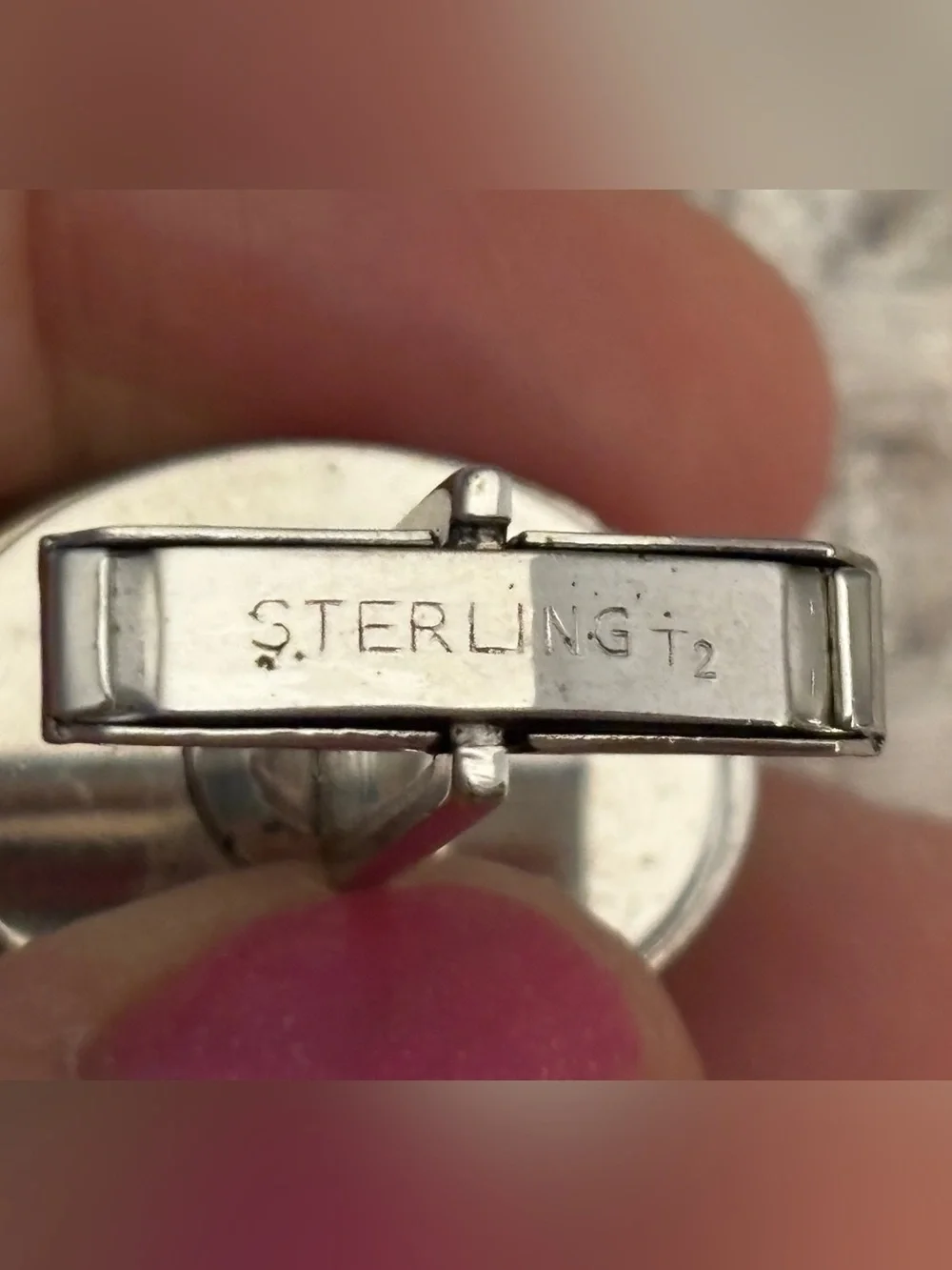 Men's Sterling Silver Cufflinks with Etched Design